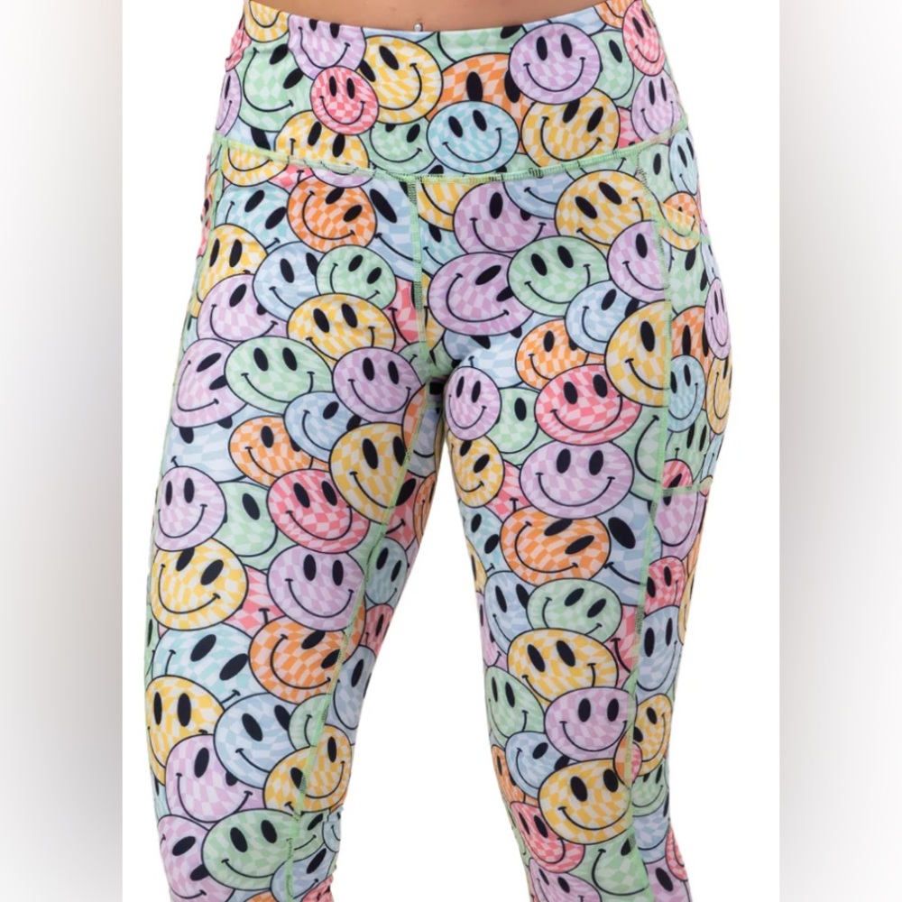 CVG Leggings • “Posi Vibes” • Colorful Smiley Face Leggings • XXL